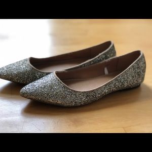 Gold glitter flats